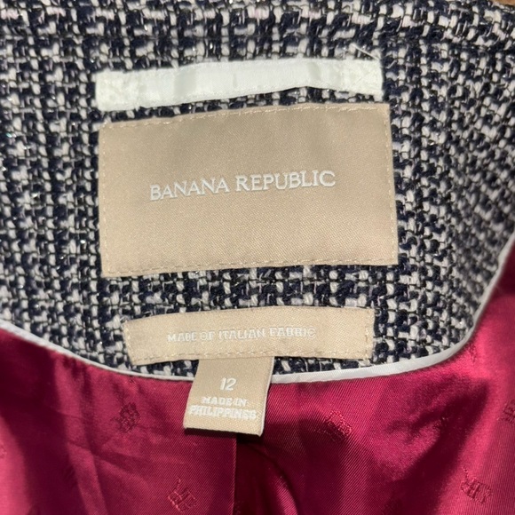 Banana Republic Black Tweed Faux Leather Trim Jacket Women’s 12 Old Money Preppy - Picture 11 of 14